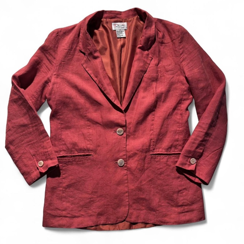 Talbots Irish linen blazer in salmon pink - 8